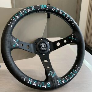TIYPEOR JDM VERalerLANG-Volant de Course en Cuir Perforé Vert, Nouveaux Modules, Broderie Seton