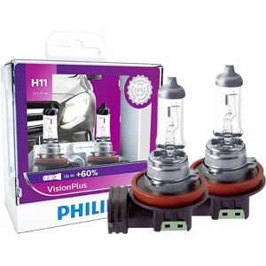 Philips H11 12V 55W PGJ19-2 VisionPlus 3250K lumière vive jusqu'à 60% Vision halogène lampes de voiture d'origine phare 12362VPS2, 2X