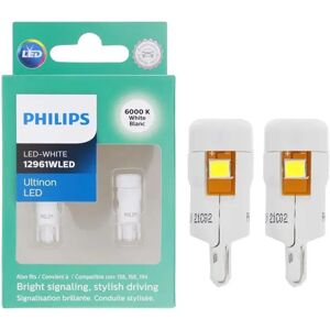 Philips Clignotant de voiture blanc froid, éclairage intérieur automatique, ampoule de plaque de lecture de porte, T10 W5W 194 Ultinon LED 6000K, 12961corde WX2