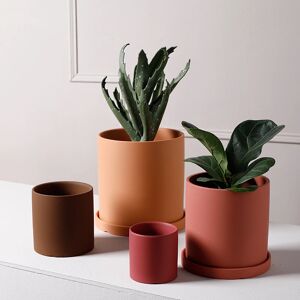Aucun Pot de fleurs en céramique coloré de Style industriel nordique, Pot de jardinière succulente avec plateau à trous, plantes vertes, fleur de forme cylindrique