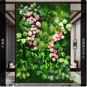 Aucun Simulation murale de plante verte tridimensionnelle, fausse fleur, décoration de gazon, groupe de fond de gazon artificiel vert