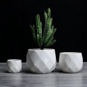 Aucun Pot de fleurs géométrique diamant créatif en céramique, conteneur de plantes succulentes simples, jardinières vertes, petits Pots bonsaï, décoration de la maison