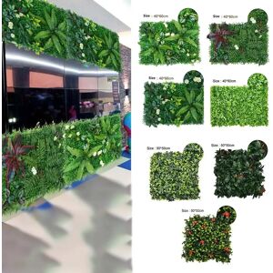 Aucun Panneau Mural de Plantes de Pelouse en Plastique Vert Artificiel, Fausses Plantes, Toile de Fond, Décoration Murale, Écran de Haie d'Intimité, 40x60/50x50cm