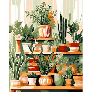 Aucun Kit de peinture par numéros pour adultes, plantes vertes, peinture à l'huile numérique acrylique sur toile, décoration murale, cadeau sans cadre, DIY bricolage
