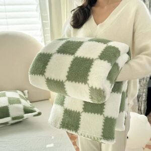 Aucun Couverture polaire Panda en flanelle verte et blanche, 1 pièce, douce et confortable, pour sieste,
