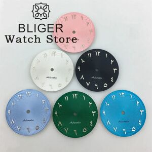 BLIGER-Cadran de Montre à Numérisation Arabe de 28.8mm, Bleu, Noir, Rose, Vert, Blanc, Adapté au Mouvement NH35 NH36 ETA2836 2824 PT5000 ata yota DG