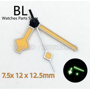 BLIGER Aiguilles de montre BL Snowflake, bord argenté grossier, peinture jaune, porcelaine verte, convient aux modèles NH34 NH35 NH36 ETA2824 PT5000 ata yota 82 Series Movet