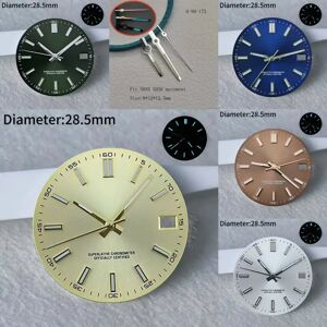ERQI 29mm vert bleu s logo date S cadran vente chaude bleu lumineux 28.5mm s cadran adapté nh35 mouvement S date montre accessoires