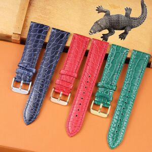Aucun Bracelet de montre en cuir d'alligator véritable, bracelet de montre pour Longines, Tissot, Cartier, vert, rouge, bleu, 18mm, 20mm, 22mm, haute qualité