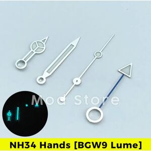 PHYLIDA Jeu d'aiguilles de montre NH34 GMT, Mod pour mouvement NH34A SKX SSK Mod BGW9 Lume 4 aiguilles Explorer II 24 heures, Orange bleu rouge vert