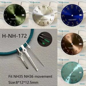 ERQI Cadran à chiffres arabes avec logo S de 28.5mm, sans cadran vert noir lumineux, cadran approprié, mouvement nh35, accessoires de montre, outil de réparation de montre