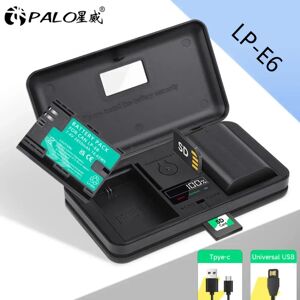 PALO LP E6 LP-E6 Batterie + Chargeur Multifonction Pour IL EOS 5DS R 5D Mark II 5D Mark III 6D 7D 70D 60D 80D 90D EOS 5DS R Caméra
