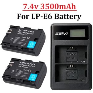 TaLaBat Batterie 3500mAh LP E6 LPE6 LP-E6 E6N ou double chargeur LED pour appareil photo Canon EOS 5DS R 5D Mark II 5D Mark III 6D 7D 70D 80D