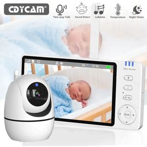 Cdycam Moniteur vidéo pour bébé de 5 pouces, avec caméra, Zoom PTZ, Protection de sécurité, caméras de Surveillance, capteur de température, berceuse