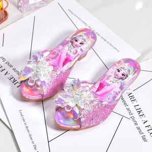 Chaussures princesse Elsa Disney la reine des neiges, pantoufles à talons hauts pour filles, Mules à