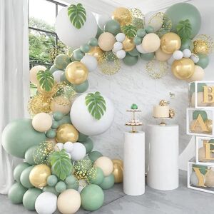 Aucun Guirlande de ballons vert en arc, Kit de fête Safari dans la Jungle, décor de fête d'anniversaire sauvage, chaîne de ballons en Latex pour fête prénatale pour enfants
