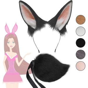 Aucun Oreilles de lapin en fourrure réaliste pour femme, bande de sauna, queue d'animal en peluche, accessoires de cosplay, robe de paupières de fête de carnaval, accessoire de costume d'Halloween