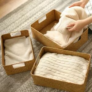 Aucun Zerolife – grand panier en jonc de mer tissé naturel, en paille et osier, pour Table de maison,