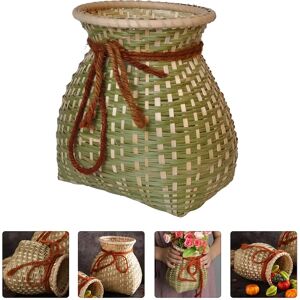 Aucun Panier de fleurs en rotin et osier, Vase de stockage pour jonc de mer tissée, panier en bambou, Pot