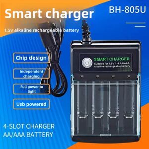 CXAQIUHGMAX 1.5V USB 4 emplacements chargeur charge indépendante AA chargeur de batterie alcaline chargeur de batterie Rechargeable Portable intelligent avec couvercle