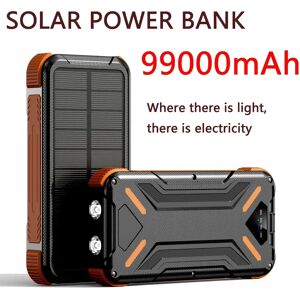 DAWEIKALA Batterie Externe Solaire de 99000mAh, Lampe de Poche LED SOS, Charge Rapide, Portable, Étanche, pour Téléphone Portable Intelligent