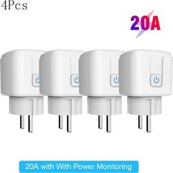 NONE Prise intelligente Tuya Zigbee EU 16A/20A avec moniteur de consommation, minuterie, commande vocale, compatible avec Alexa, Google Home, Alice et Tuya
