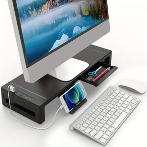 Other Support de moniteur Riser, avec USB3.0 pliable, support d'ordinateur réglable en hauteur, étagère de