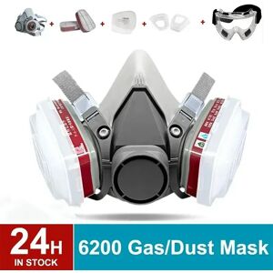 OLOEY Masque à gaz demi-visage réutilisable avec filtre en coton, lunettes pour peinture, spray, polissage, sécurité au travail, original, 6200
