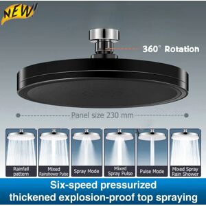 Aucun Pommeau de douche à effet de pluie, 6 Modes, grand débit, superchararge, rond, haute pression, pulvérisation supérieure, accessoires de salle de bains, 230mm