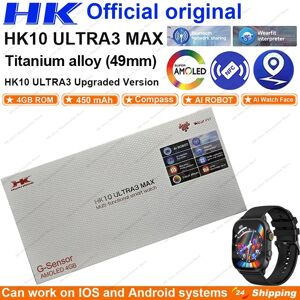 hello riposte HK10 ULTRA 3 MAX Smartwatch 2025 49mm HD AMOLED 4G ROM Bluetooth appel réseau Chat Robot horloge NFC boussole montre intelligente hommes femmes