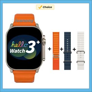 xingnyone Montre intelligente Hello 3 Plus Ultra 49mm Bluetooth appel rappel Whatsapp Assistant vocal ChatGPT Ebook double cœur Smartwatch hommes 2024