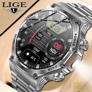 LIGE acier montres intelligentes hommes 800mAh batterie lampe de poche LED 1.8 HD écran affichage fréquence cardiaque Bluetooth appel Sport Smartwatch 2025