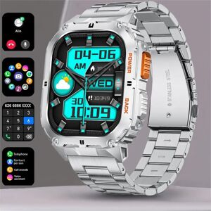LIGE mode 1.96 "AMOLED écran militaire Bluetooth appel montre intelligente Sport de plein air Tracker boussole moniteur de santé hommes Smartwatch