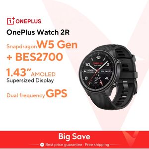 OnePlus Watch 2R 2024 Smartwatch, Snapdragon W5, Isabel 1 + BES2700, 1.43 H Battery Life, WiFi Wear, OS by Google GPS, Écran AMOLED, 100