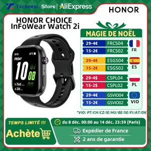 Global Version HONOR CHOICE InFoWear Watch 2i Smartwatch Écran AMOLED 1,85 pouces Surveillance de la santé tout au long de la journée Bluetooth Appel