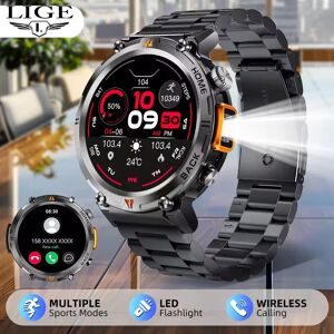 LIGE 2025 nouvelle montre intelligente Bluetooth appel hommes plein écran tactile moniteur de santé horloge avec lampe de poche Smartwatch pour IOS Android