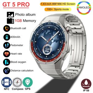 OBAME Nouveau GT5 Pro montre intelligente 1GB mémoire 1.43 pouces 466*466 HD AMOLED écran GPS Tracker NFC BT appel santé SmartWatch hommes femmes 2025