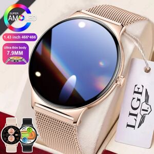 LIGE pour HUAWEI Ultra-mince Durable femmes montre intelligente 1.43 "écran HD appel sans fil 100 + sport Fitness santé Smartwatch hommes