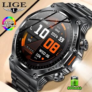 LIGE lampe de poche LED montre intelligente hommes sport Fitness 800mAh 1.8 "Bluetooth appel fréquence cardiaque moniteur de santé en plein air Smartwatch cadeau