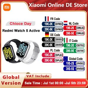 Xiaomi Smartwatch Redmi Watch 5 Active version globale, écran 2 ", appels Bluetooth, fréquence cardiaque, oxygène sanguin, moritoring