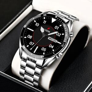 LIGE luxe bande d'acier hommes matures Smartwatch Sport Fitness montre Tracker moniteur cardiaque étanche montre intelligente Bluetooth appel