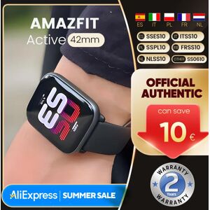 Amazfit-Active Smartwatch, 42mm, 14 jours d'autonomie de la batterie, écran AMOLOED 1.75, 120 + modes sportifs, GPS, Bluetooth, téléphone Android et iOS