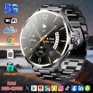 BAOAIQI 8GB + 128GB RAM 5G/4G montre intelligente 1.95 pouces AMOLED 2100mah batterie 900W caméra GPS WIFI Google APP télécharger Android 9.0 Smartwatch