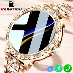 rollstimi Mode luxe or femmes montre intelligente fréquence cardiaque sang oxygène surveillance du sommeil diamant Bracelet Bluetooth appel Smartwatch dames