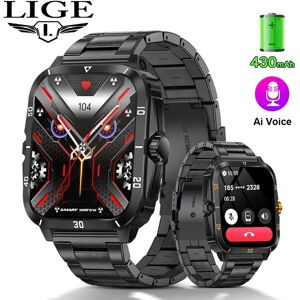 LIGE Sport montre intelligente pour hommes 1.96 écran sang oxygène Bluetooth appel montre 100 + Sport étanche Smartwatch homme Reloj Hombre