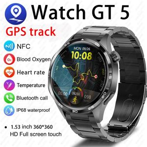 BOXUXING Pour Huawei montre GT 5 Pro Smartwatch hommes NFC GPS Tracker AMOLED 360*360 HD écran fréquence cardiaque Bluetooth appel Sport montre intelligente
