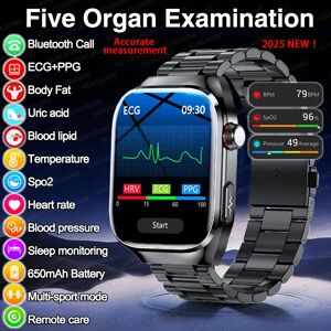 GUHUAVMI 2025 nouveau ECG + PPG montre intelligente précise acide uricique pression artérielle orgue analyse du corps SmartWatch HD appel hommes montres santé Ms horloge