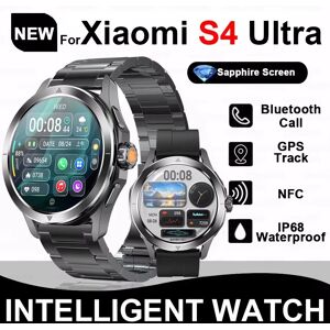 Erilles Nouveau pour Xiaomi S4 Ultra Sports de plein air montre intelligente hommes 1.53 pouces AMOLED NFC GPS boussole fréquence cardiaque étanche BT appel Smartwatch