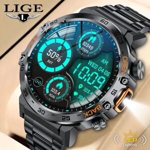 LIGE 2024 montre intelligente hommes 360*360 AMOLED HD écran étanche Sport Fitness montres lampe de poche nouveaux hommes Smartwatch pour Andrio IOS