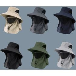 NONE Chapeaux de soleil d'été Protection UV casquette de pêche de chasse en plein air pour hommes femmes randonnée Camping visière seau chapeau cou rabat chapeau de pêcheur